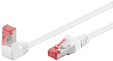 Patchkabel CAT 6, 1x 90° vinklad, S/FTP (PiMF), vit, 0,5 m