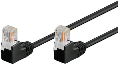 Goobay Patchkabel CAT 5e, 2x 90° vinklad, U/UTP, svart, 0,25 m