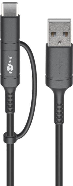 Goobay Laddnings- och synkroniseringskombinationskabel (med USB A till