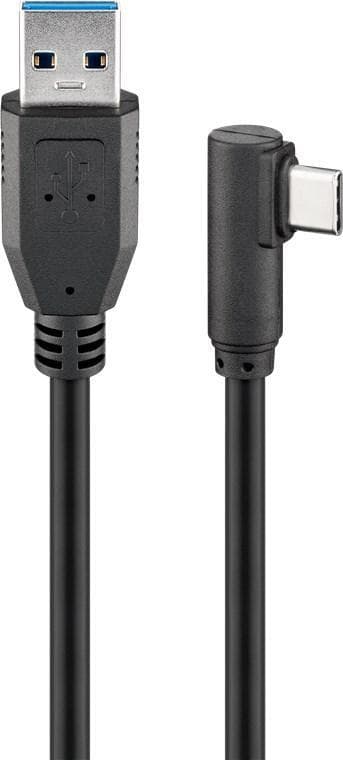 Goobay USB 3.0 USB-C™ till USB-A-kabel, 90°, 1 m, svart