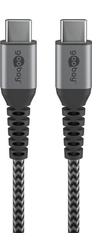 USB-C™-till-USB-C™-textilkabel med metallkontakter 1 m