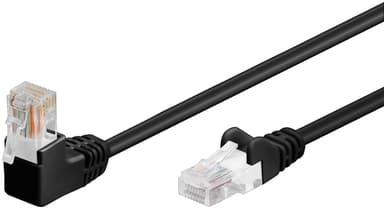 Patchkabel CAT 5e, 1x 90° vinklad, U/UTP, svart, 2 m