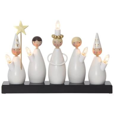 Ljusstake/elljusstake luciakör 33x22cm - vit/svart - star trading