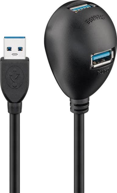 Goobay USB 3.0 höghastighetsförlängningskabel med fot, svart