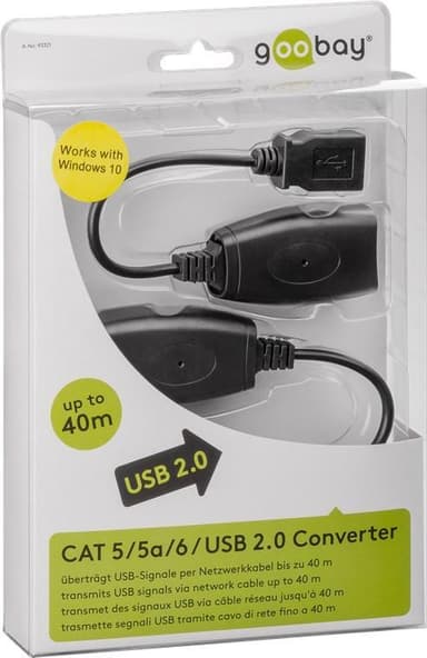 USB-förlängningsadapter upp till 40 meter via CAT-kabel