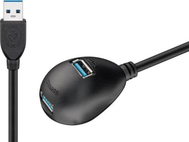 Goobay USB 3.0 höghastighetsförlängningskabel med fot, svart