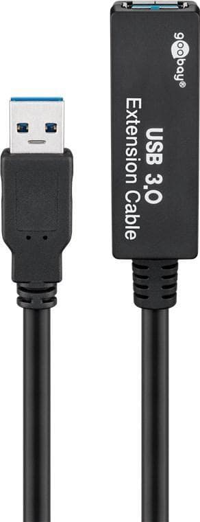 Goobay Aktiv USB 3.0-förlängningskabel, svart