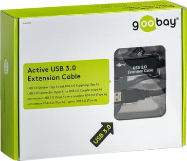 Goobay Aktiv USB 3.0-förlängningskabel, svart