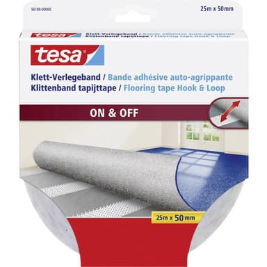 Kardborreband för fastlimning (L x B) 25 m x 50 mm Vit