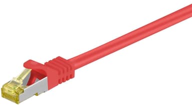 RJ45 patchkabel S/FTP (PiMF), 500 MHz, med CAT 7 råkabel, röd, 15 m