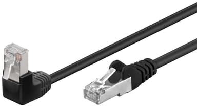 Goobay Patchkabel CAT 5e, 1x 90° vinklad, F/UTP, svart, 0,5 m