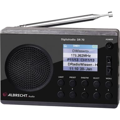Albrecht DR 70 Väskradio DAB+, FM Ficklampa Svart
