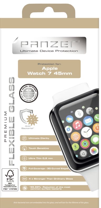 Panzer Apple Watch  7 45mm skärmskydd med flexibelt glas