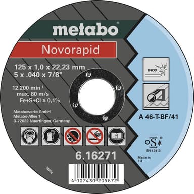 Separationspår rakt 125 mm 22.23 mm Metabo NOVORAPID