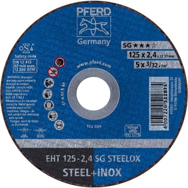 Separationspår rakt 125 mm 22.23 mm PFERD SG STEELOX