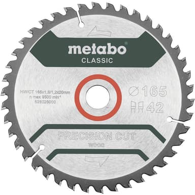 Metabo Precision cut Wood - Classic 165X20 Z42 WZ 5°