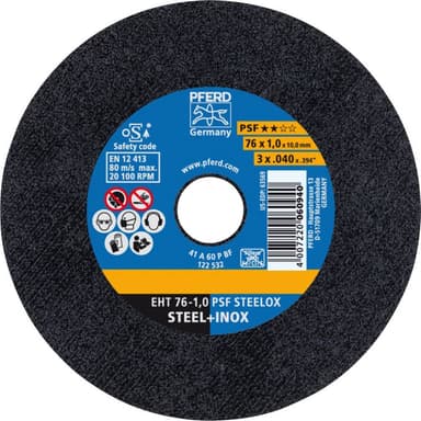 Separationspår rakt 76 mm 10 mm PFERD PSF STEELOX