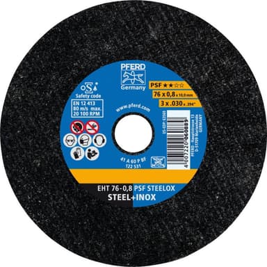 Separationspår rakt 76 mm 10 mm PFERD PSF STEELOX