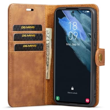 DG MING Samsung S22 2-i-1 Magnet Plånboksfodral - Brun