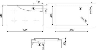 90 CM INDUKTIONSHÄLL MED 3 MULTIZONER SILVER KERAM