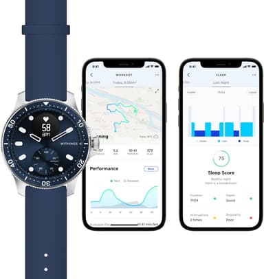 Withings ScanWatch hybrid smartwatch 43mm (blå)