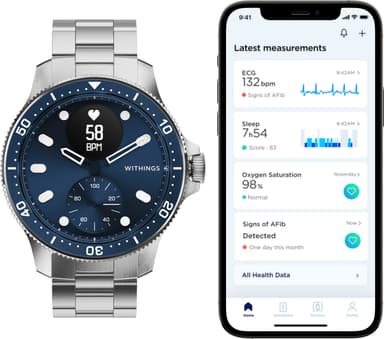 Withings ScanWatch hybrid smartwatch 43mm (blå)