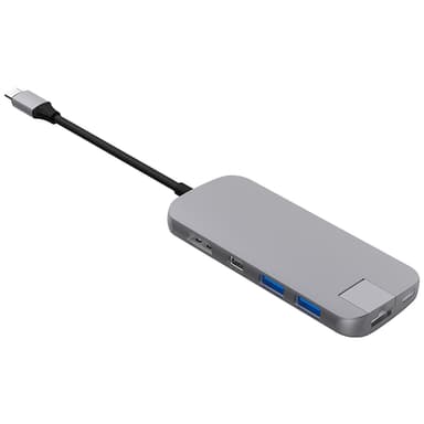 Hyperdrive Slim USB-C 8-i-1 hubb (grå) Hyperdrive Slim USB-C 8-i-1 hubb (grå)