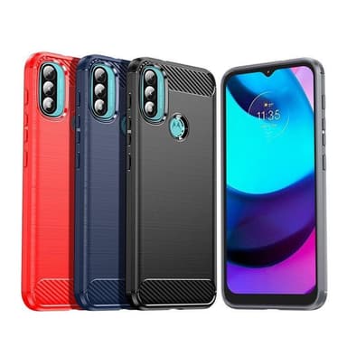 SKALO Moto E20/E30/E40 Armor Carbon Stöttåligt TPU-skal - Svart