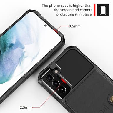 SKALO Samsung S22+ Stöttåligt Skal med Plånbok - Svart