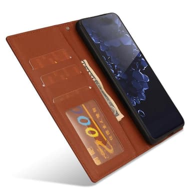 SKALO Samsung S22+ DOLIZMA 2 i 1 Magnet Plånboksfodral - Brun