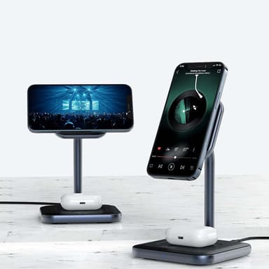 NÖRDIC Trådlös Magsafe laddstation 2 i 1 för Apple Iphone och Airpods Iphone 13 Iphone 12