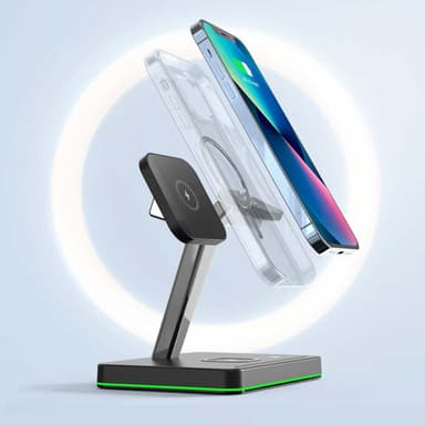 NÖRDIC Trådlös Magsafe laddstation 3 i 1 för Apple Iphone, iWatch och Airpods Iphone 13 Iphone 12