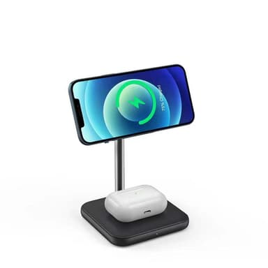 NÖRDIC Trådlös Magsafe laddstation 2 i 1 för Apple Iphone och Airpods Iphone 13 Iphone 12