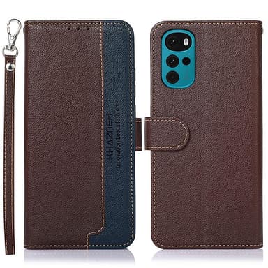 KHAZNEH Motorola Moto G22 / Moto E32s 4G Plånboksfodral - Brun/Blå