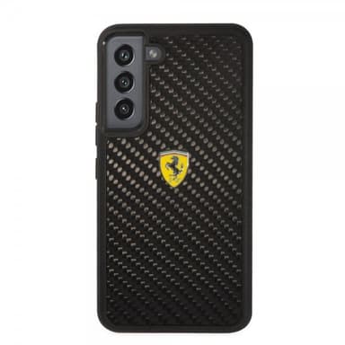 Ferrari Samsung Galaxy S22 Plus Skal Real Carbon Metal Logo Svart