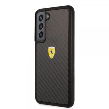 Ferrari Samsung Galaxy S22 Plus Skal Real Carbon Metal Logo Svart