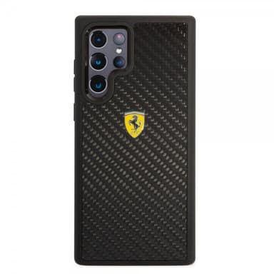 Ferrari Samsung Galaxy S22 Ultra Skal Real Carbon Metal Logo Svart