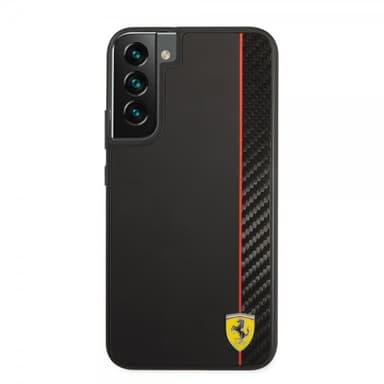 Ferrari Samsung Galaxy S22 Plus Skal Vertical Stripe Metal Logo  Svart