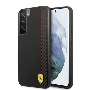 Ferrari Samsung Galaxy S22 Plus Skal Vertical Stripe Metal Logo  Svart