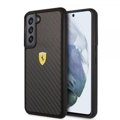 Ferrari Samsung Galaxy S22 Skal Real Carbon Metal Logo Svart