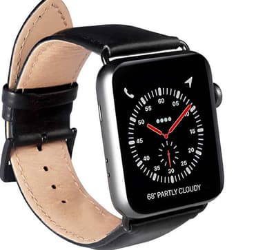 Buffalo läderrem för Apple Watch 38/40/41mm (svart)