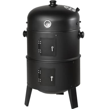 tectake 3 i 1 BBQ smoker / röktunna - svart