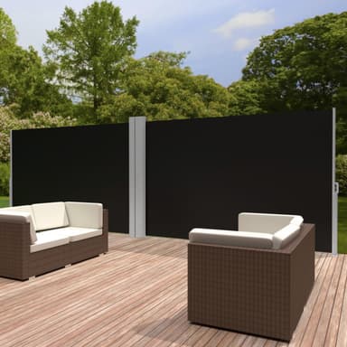tectake Sidomarkis dubbel i Aluminium - 200 x 600 cm, svart