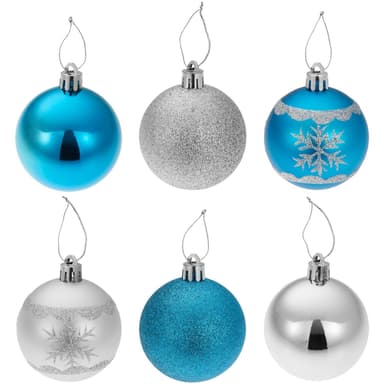 tectake Julgranskulor 64st blått och silver - blått/silver