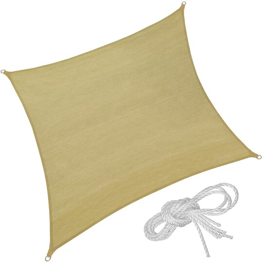 tectake Solsegel i polyeten kvadratiskt, beige - 500 x 500 cm