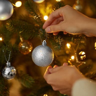 tectake Julgranskulor 64st blått och silver - blått/silver