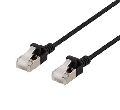 U/FTP Cat6a patch cable, slim, 3,8mm in diameter, 5m, black
