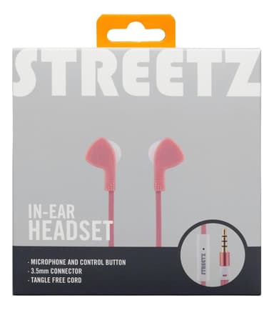 STREETZ In-ear hörlurar med mikrofon, media/svarsknapp, 3.5 mm, trasse