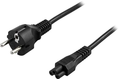 DELTACO apparatkabel, 3-pin notebook, rak CEE 7/7 - rak IEC C5, 10m