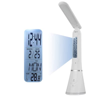 Multifunktions LED bordslampa med display och dimmer
